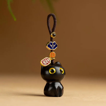 Sandalwood Wooden Cat Keychain Anime