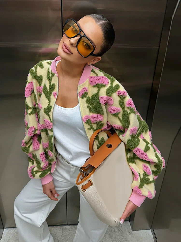 3D Flower Embossed Jacket