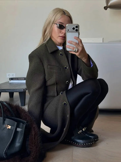 Faux Wool Maxi Overcoat