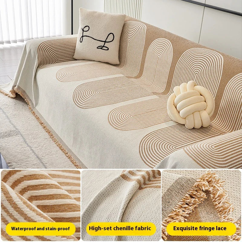 Chenille Tassel Sofa Cover