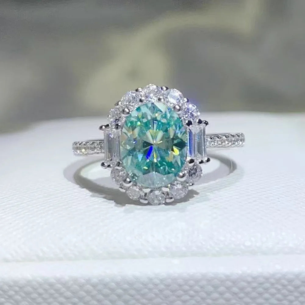 Paraiba Moissanite Band Ring