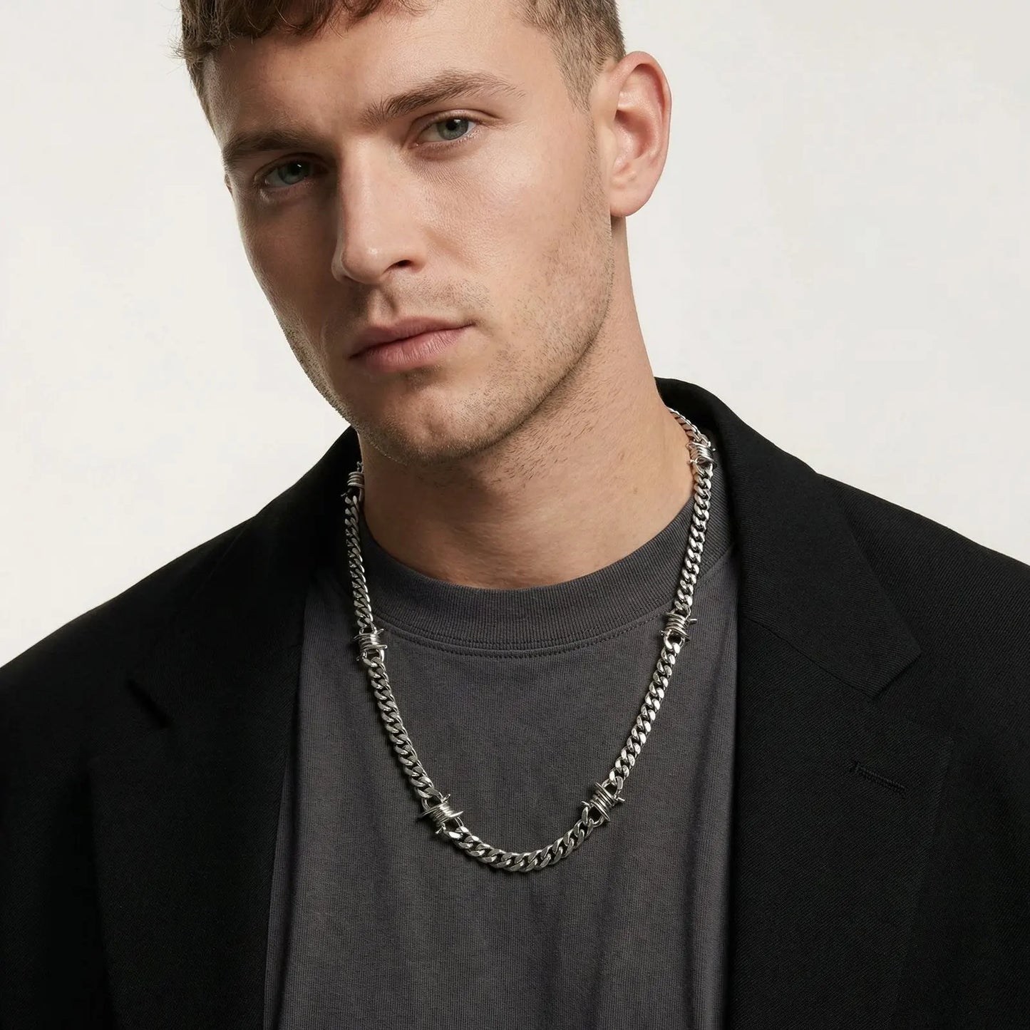 Metal Geometric Stainless Cuban Chain