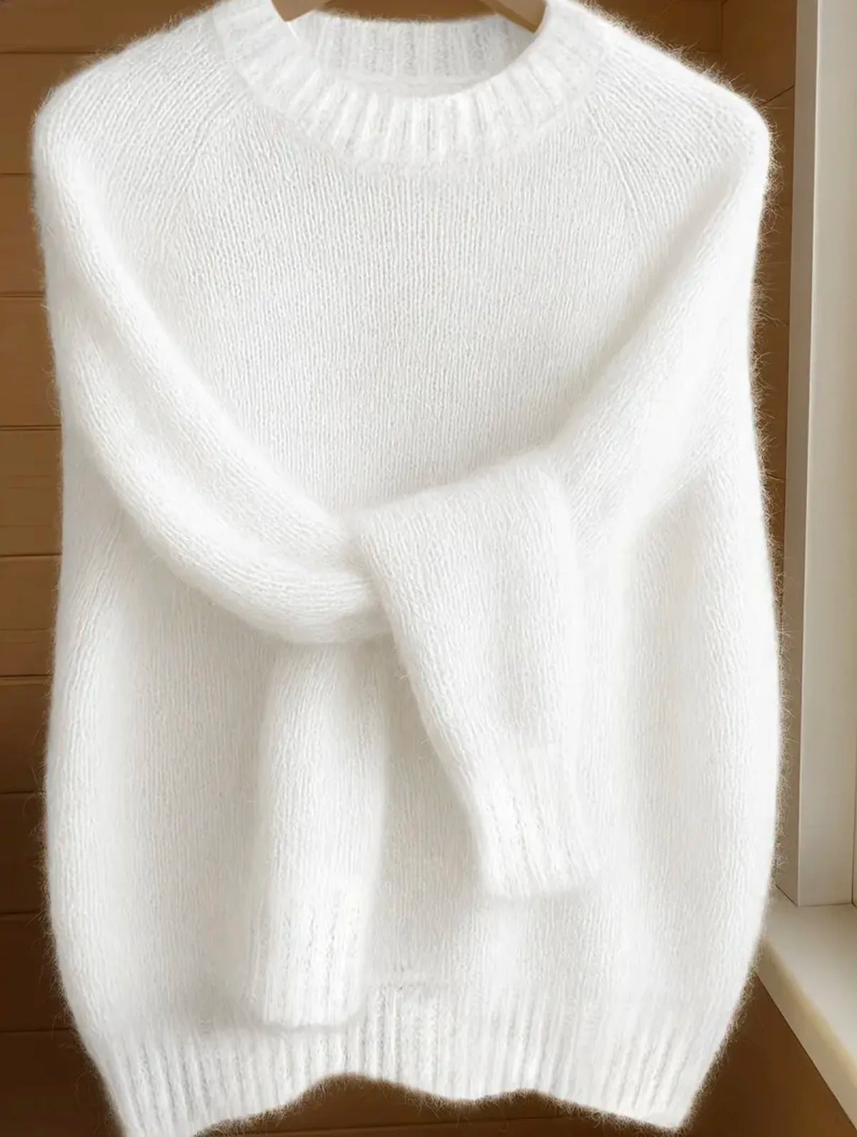 Solid Round Neck Knit Sweater