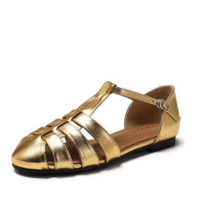Low Heel T-Strap Roman Sandals for Women