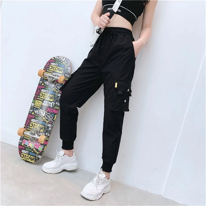 Black Hip-Hop Cargo Joggers