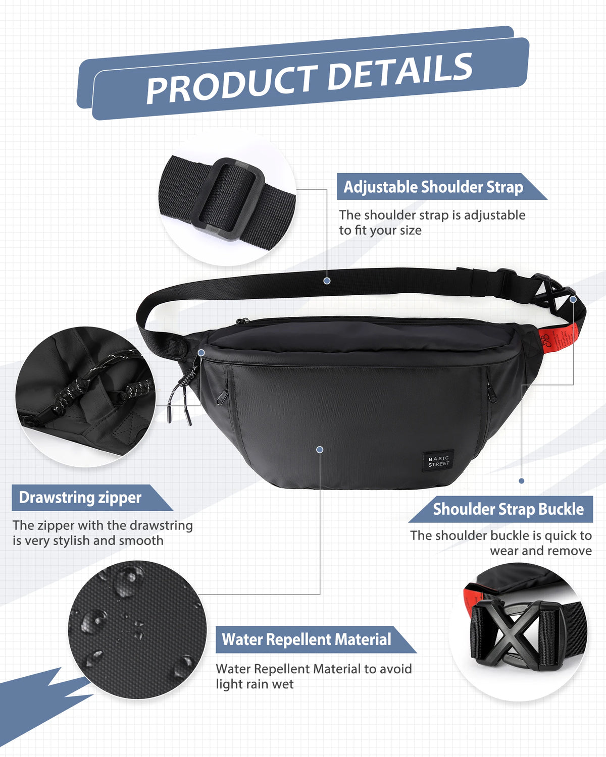 Anti-Theft Nylon Sling Daypack