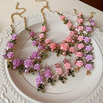 Crystal Pearl Necklace Set