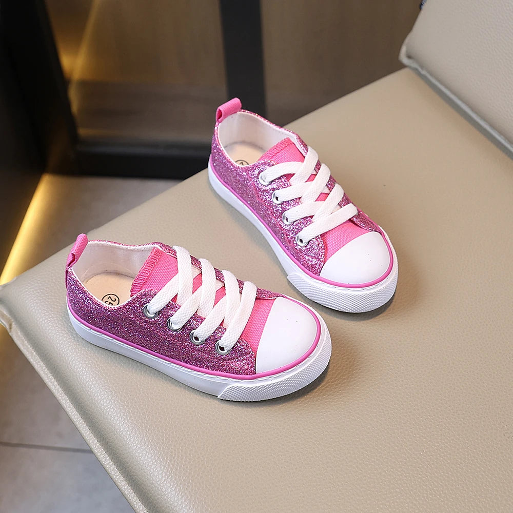Pink Glitter Low-Top Canvas Shoes