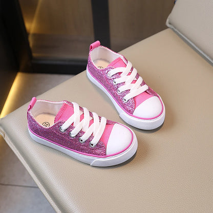 Pink Glitter Low-Top Canvas Shoes