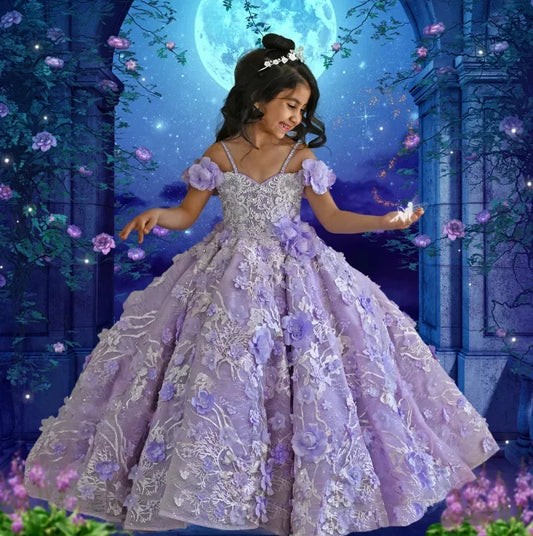 Purple Tulle Flower Girl Dress