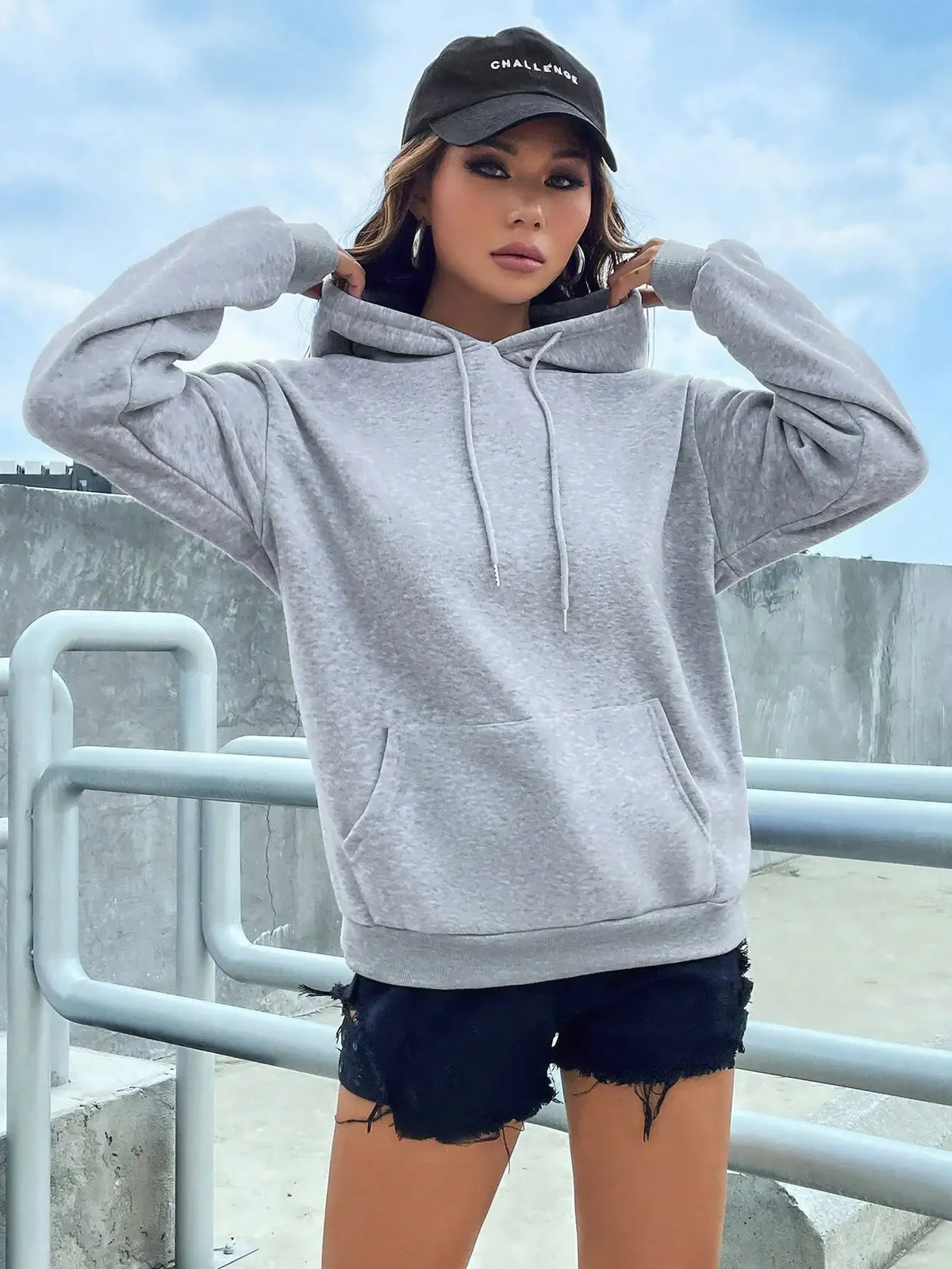 Solid Pocket Fleece Hoodie