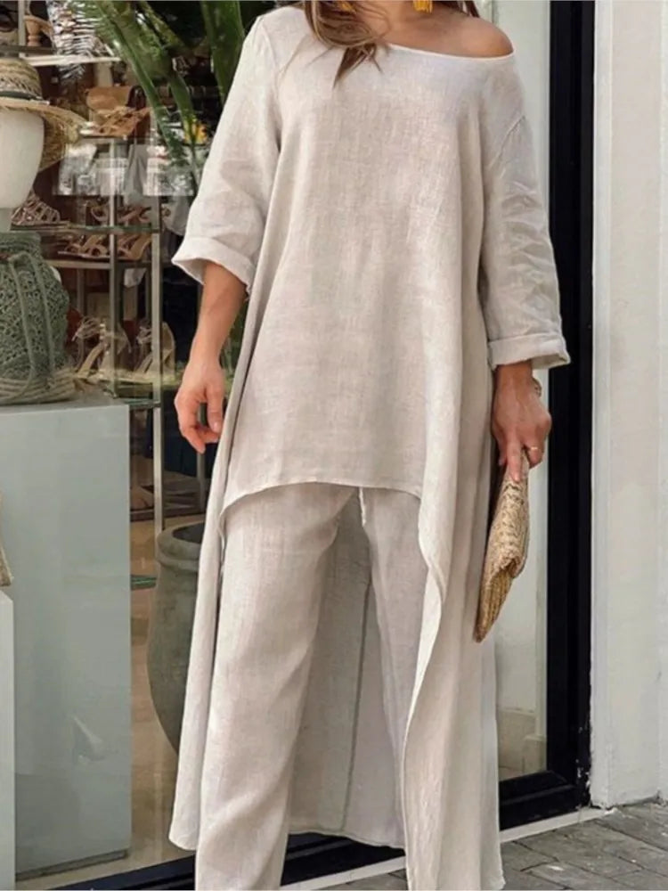 Women's Solid Casual Two Piece