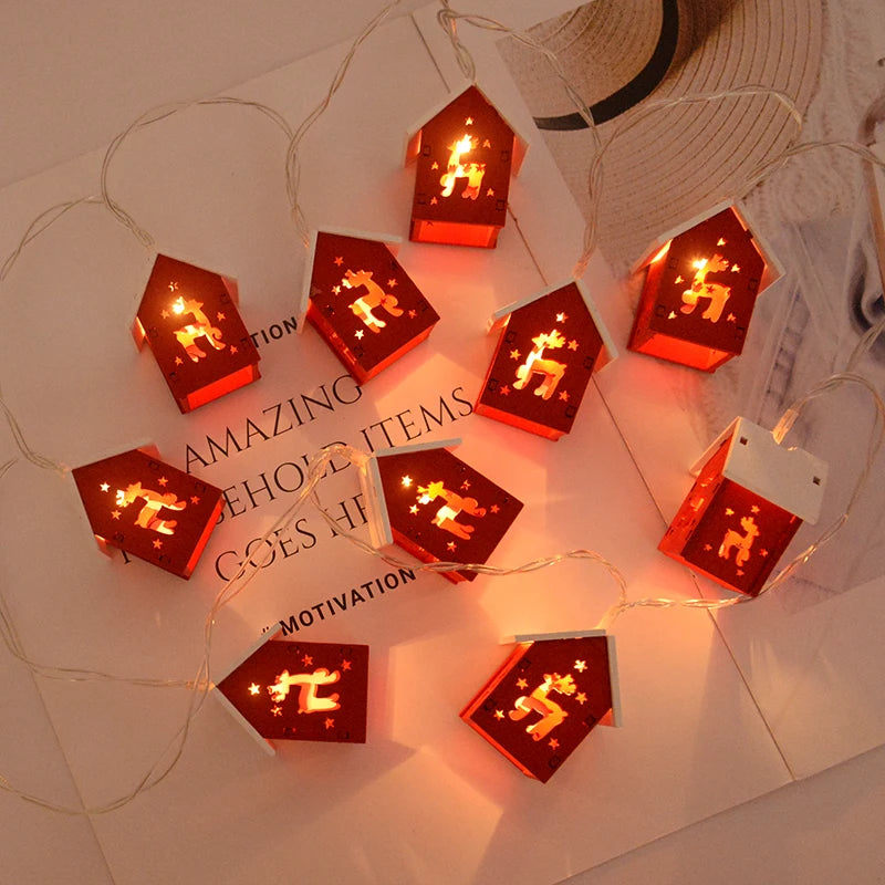 Christmas Wooden House Lights