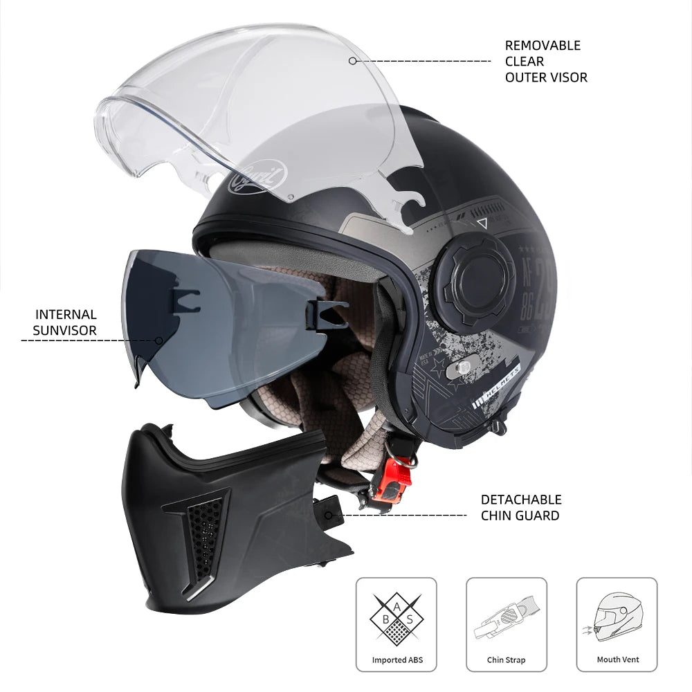 CYRIL Double-Lens Modular Open-Face Helmet