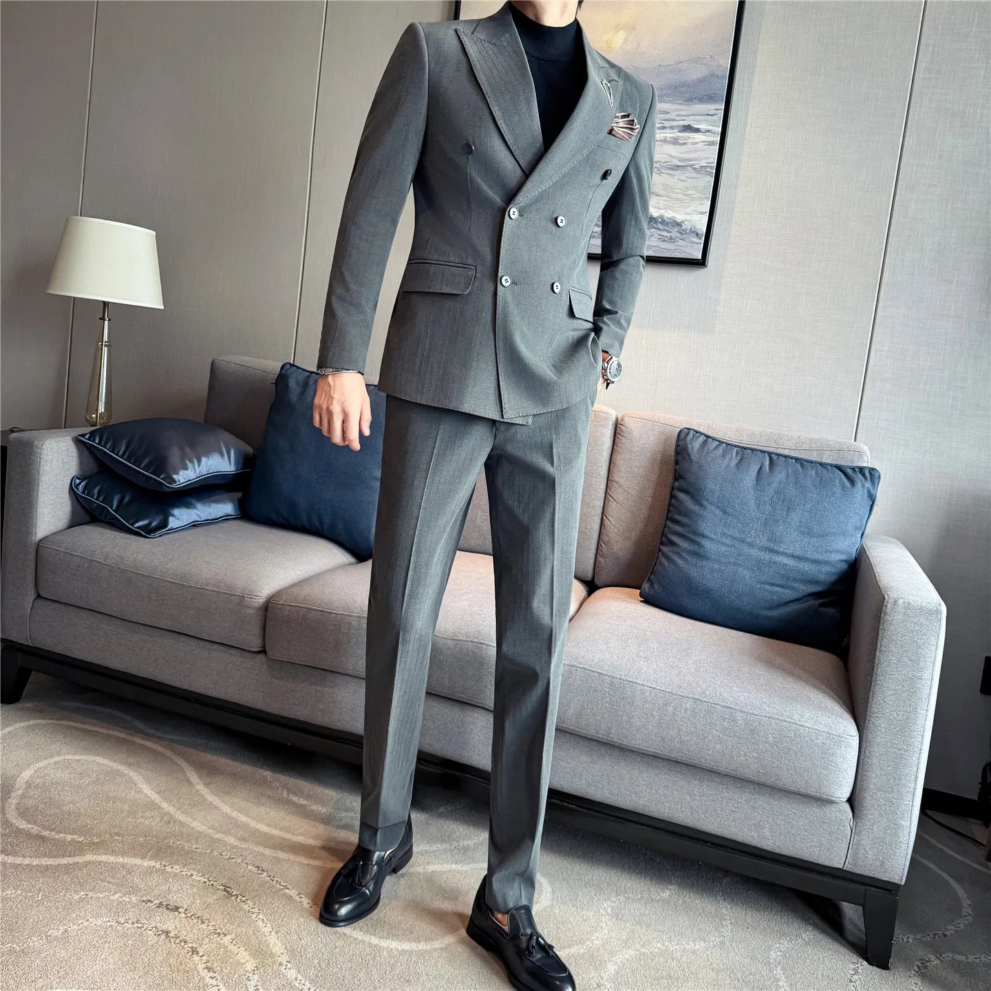 Two-Piece Jacket Pants Dark Suit