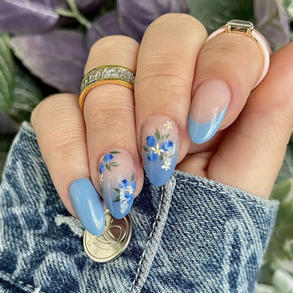 Floral Almond Press-On Nails