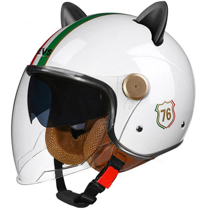 Retro Half-Face Cat-Ear Helmet