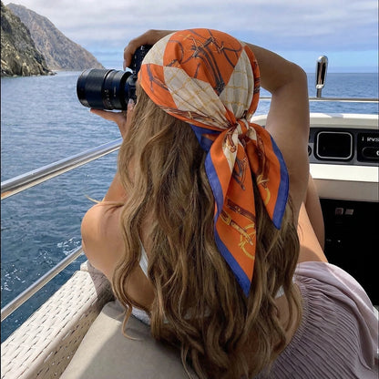 Chain Print Square Silk Scarf