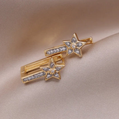 Two-Tone Zircon Ball Hoop Earrings