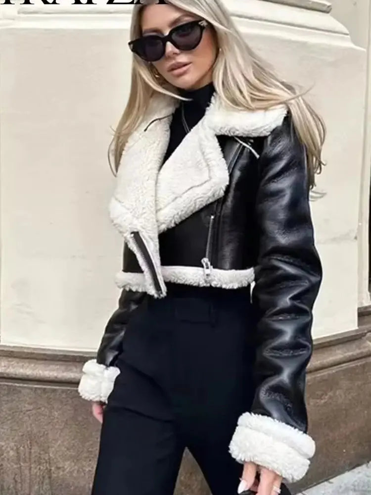 Short Faux Leather Zip Jacket