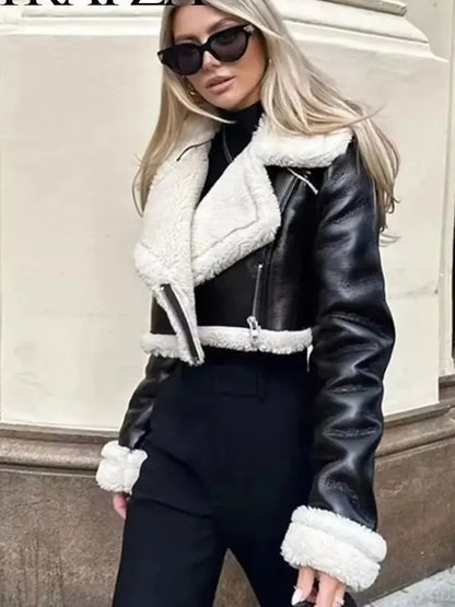 Short Faux Leather Zip Jacket