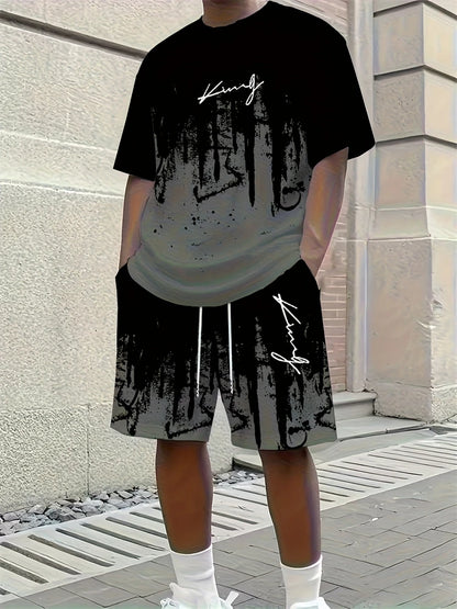 3D Animal Print Casual Shorts Set