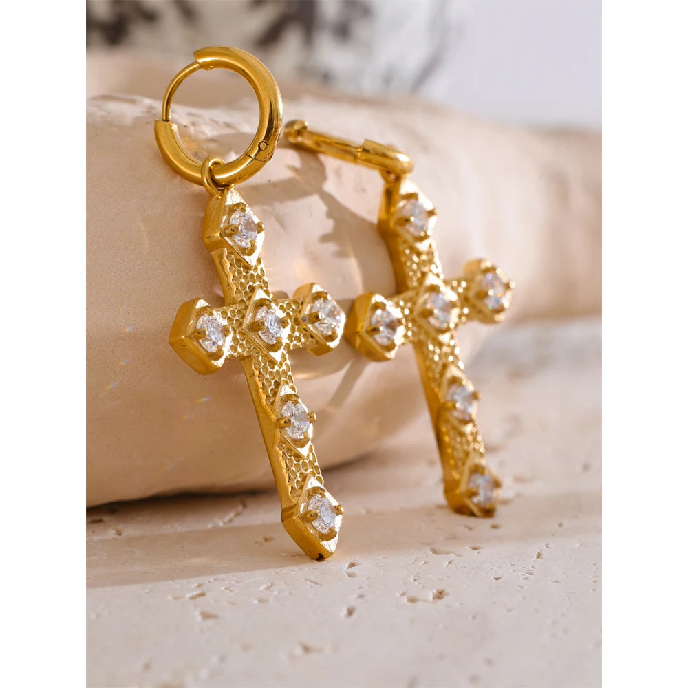 Cross Hoop Earrings