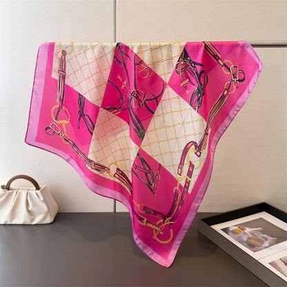 Chain Print Square Silk Scarf