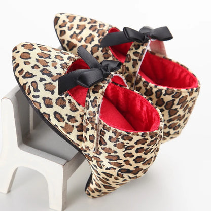 Leopard Bow Baby Dress Shoes