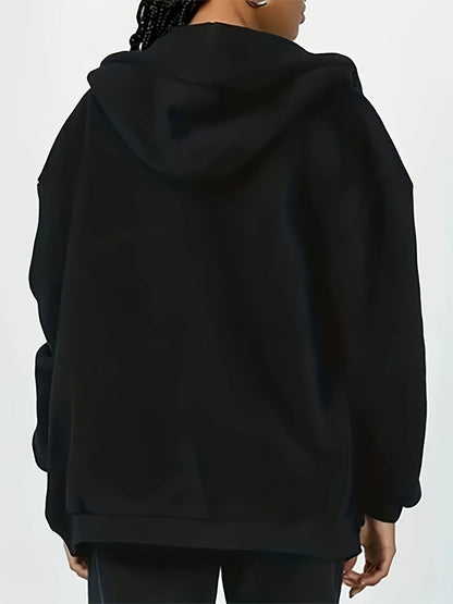 Brown Zip-Up Print Hoodie