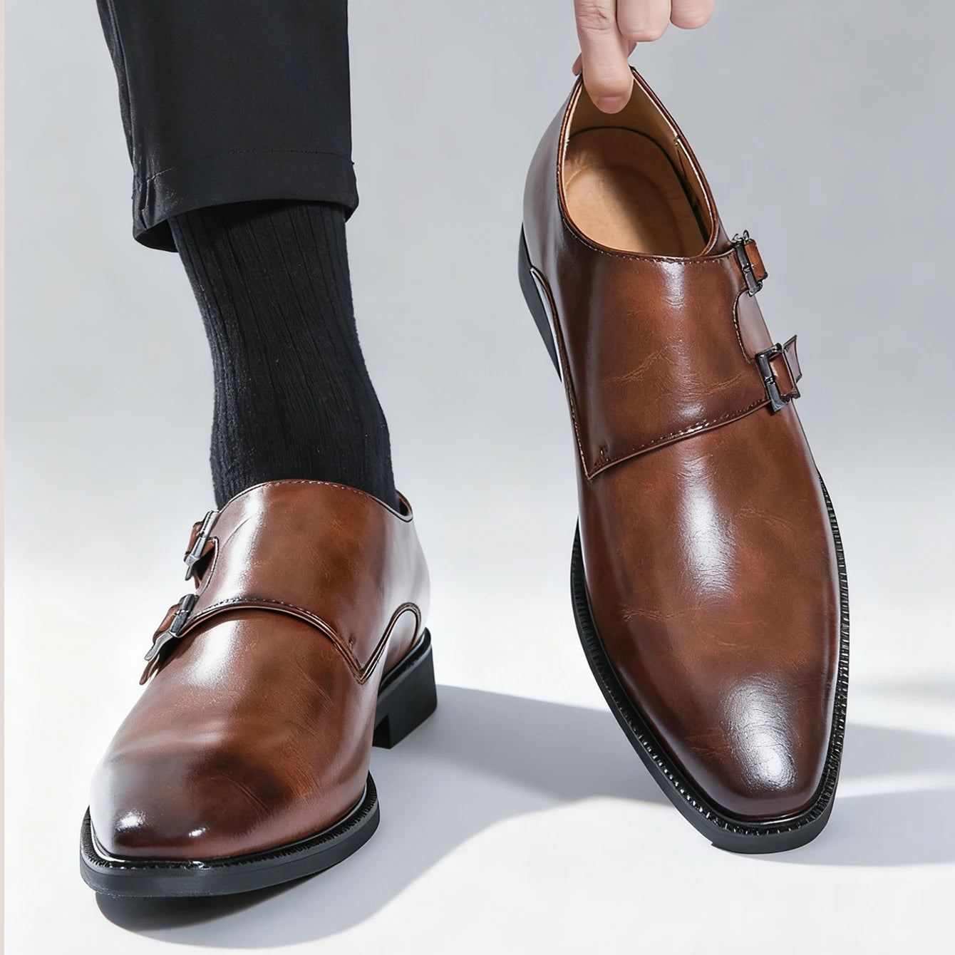 Leather Monk Strap Shoes