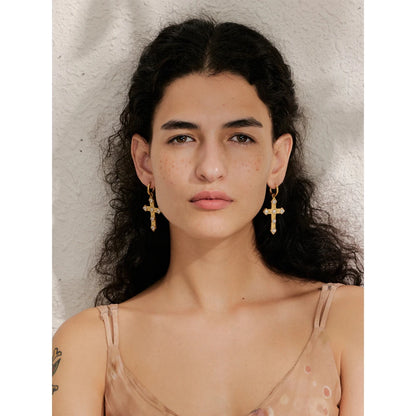 Cross Hoop Earrings