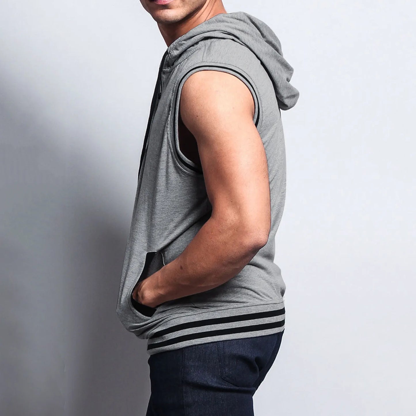 Men Zipper Hoodie Tank Top
