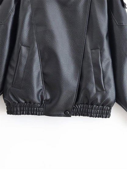 Pebble Faux Leather Moto Jacket