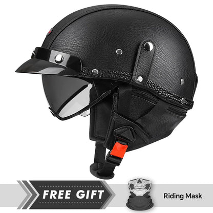 Low-Profile Leather-Style Half Helmet