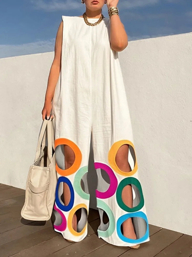 Women Rainbow Wide Jumpsuits