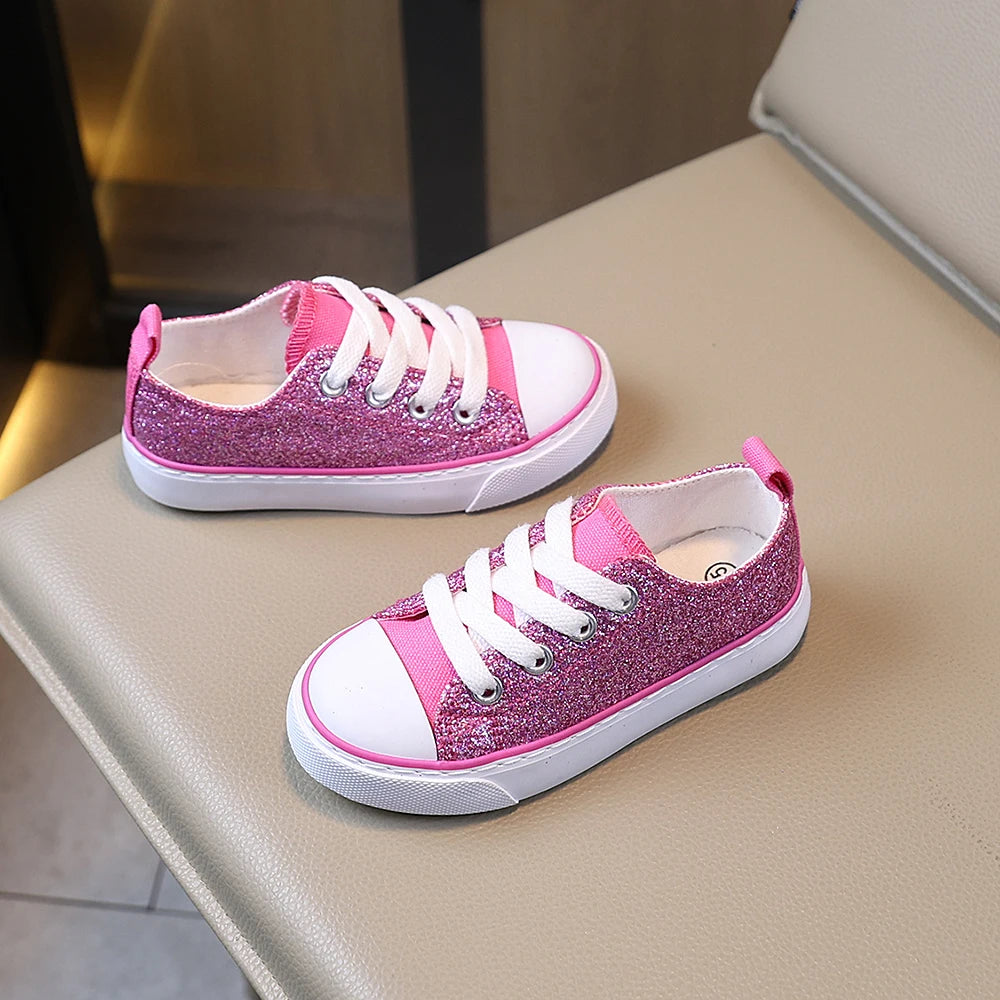 Pink Glitter Low-Top Canvas Shoes