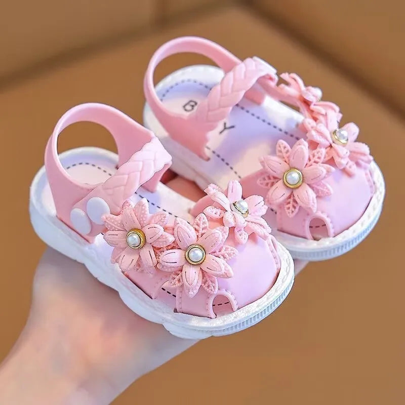 Floral Pearl Closed-Toe Sandals