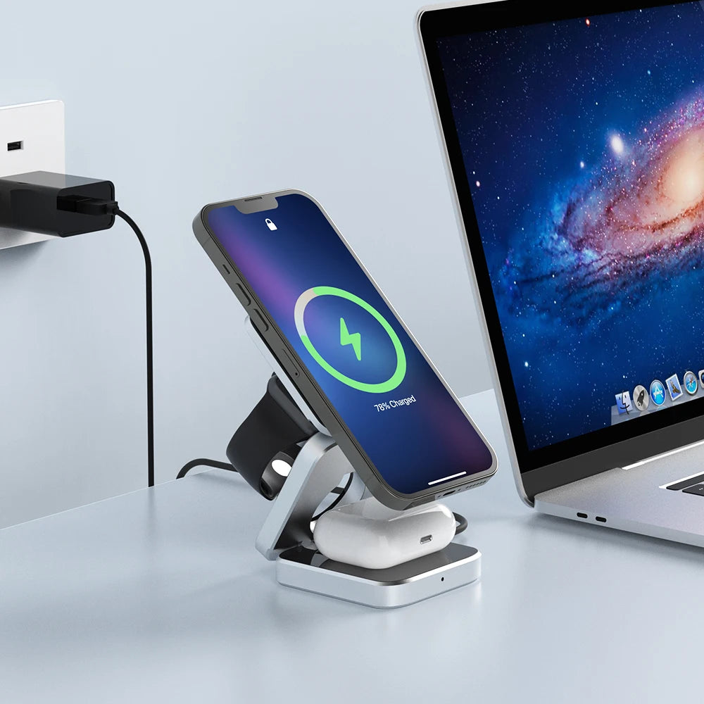3 In 1 Foldable Charger Stand For iPhone