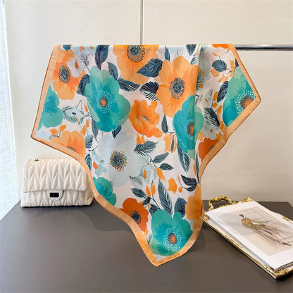 Print Satin Silk Square Scarf