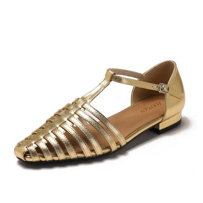 Low Heel T-Strap Roman Sandals for Women