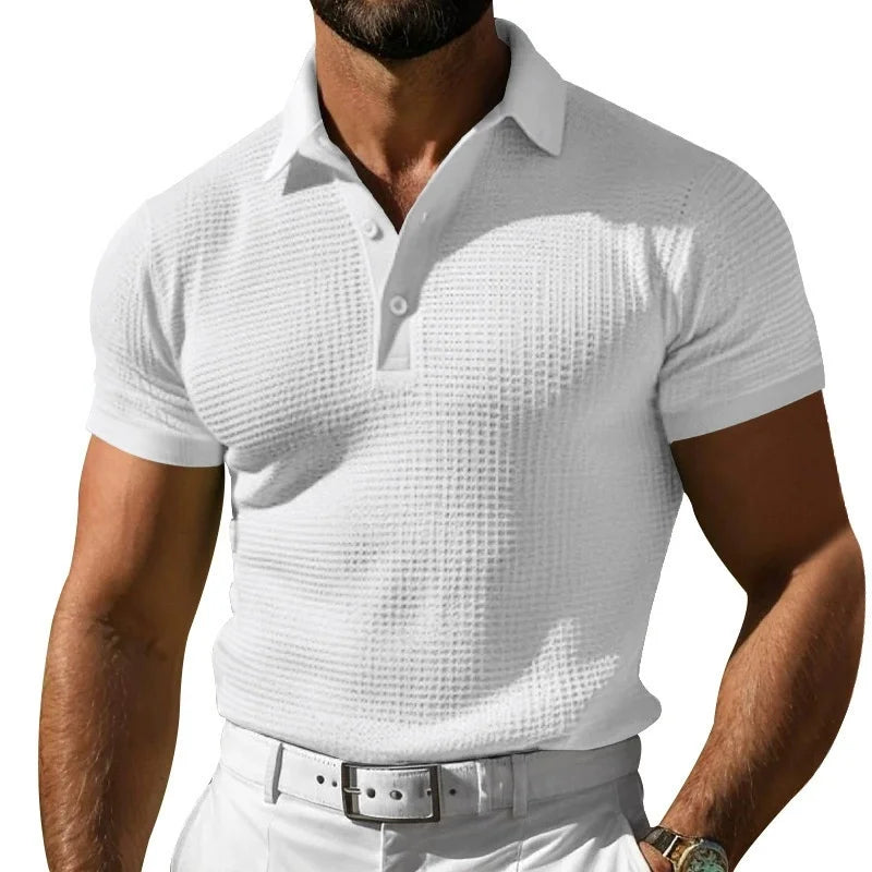 Solid Button Casual Polo