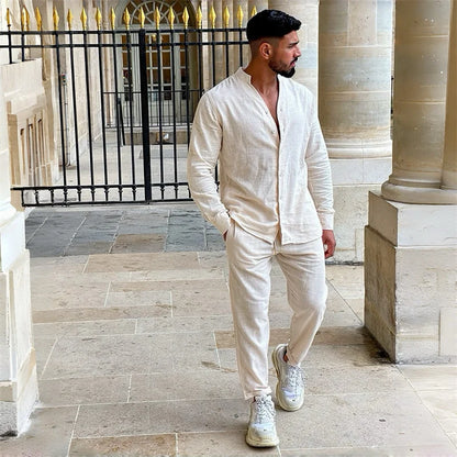 Breathable Long-Sleeve 100% Shirt Set