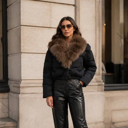 Fur Collar Duck Down Puffer Jacket