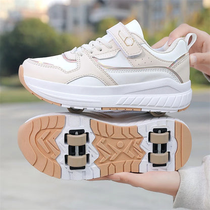 Leather Four-Wheel Roller Shoes
