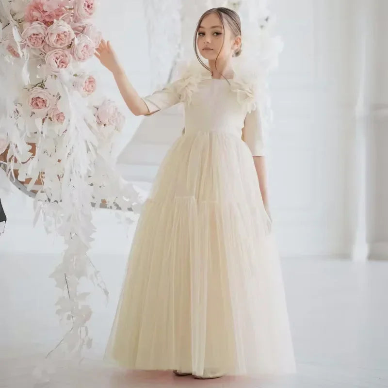 Princess Pink Flower Girl Dress