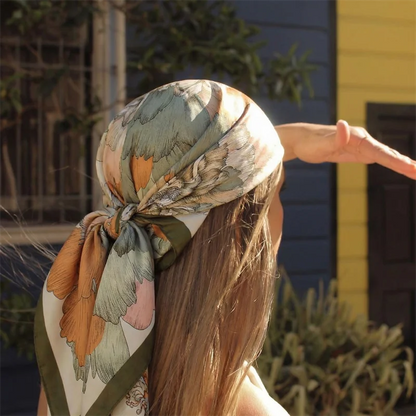 Satin Print Square Wrap Scarf