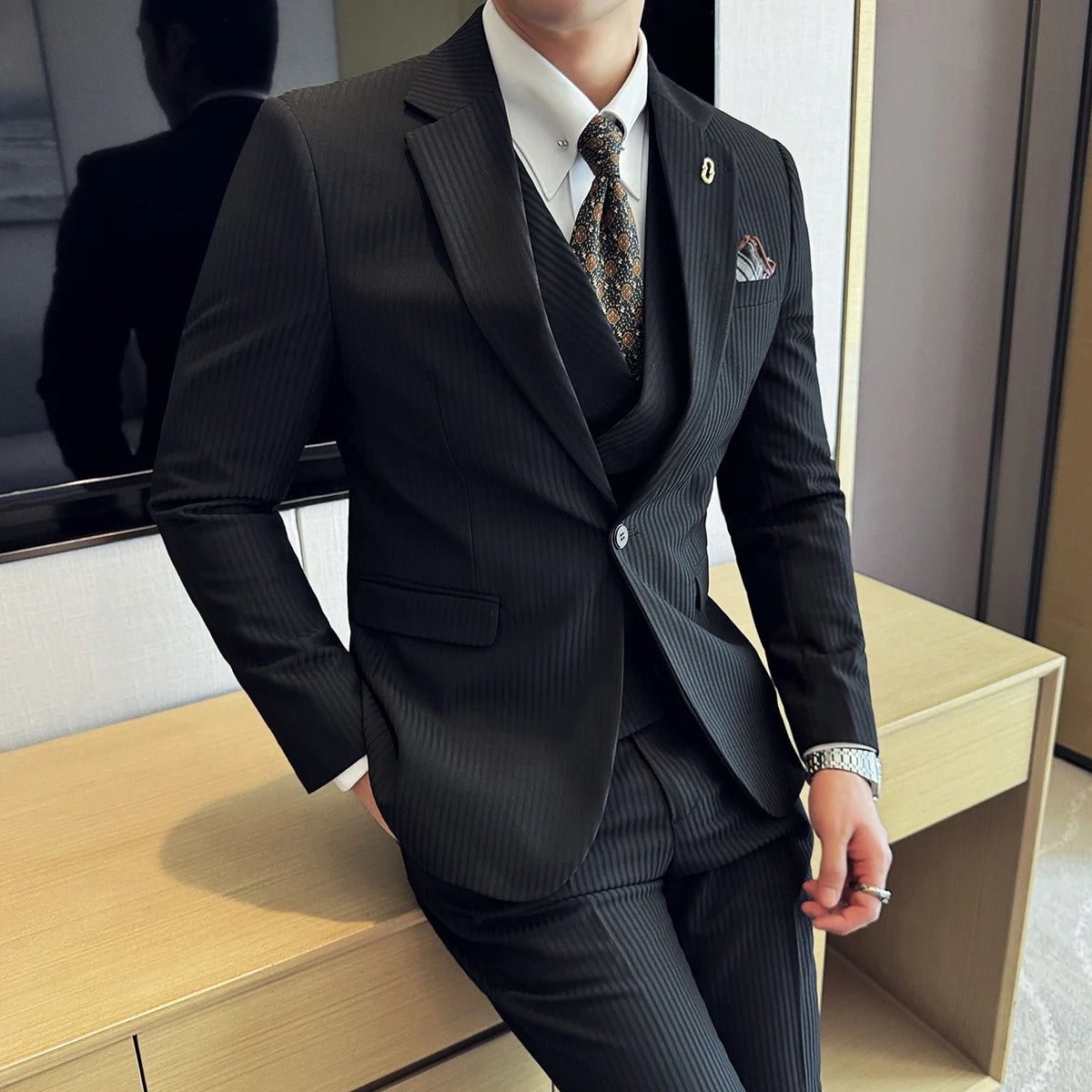 Jackets Pants Vest Stripe Suit
