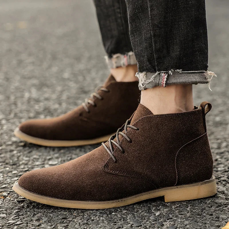 Brown Pointed-Toe Chelsea Boots