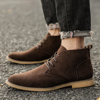 Brown Pointed-Toe Chelsea Boots